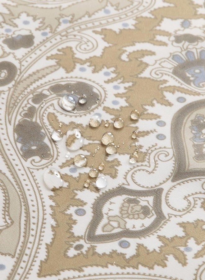 MVSUTA Palermo Vintage Gray Pinted Paisley Window Curtain Pair,Farmhouse Taupe 2 Panels Set,Each 42" W x 63" L and Total 84" Wide and 63" Long - Image 2